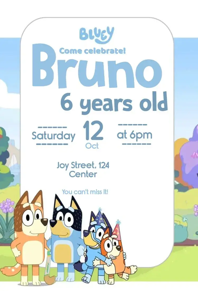 Bluey invitation