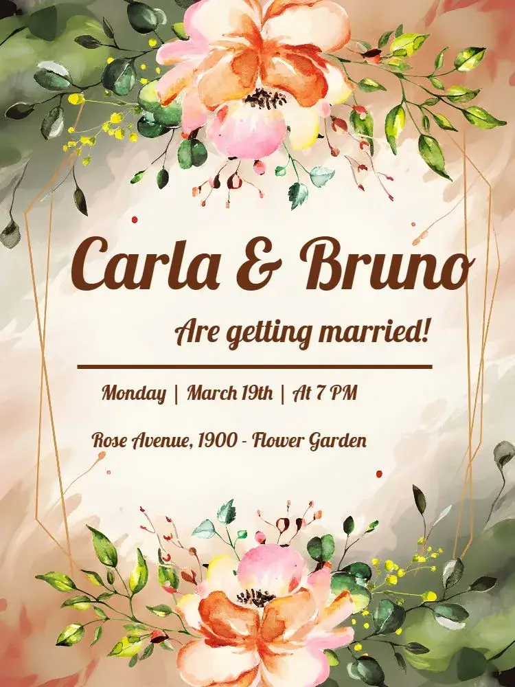 Boho Chic Floral Wedding Party invitation