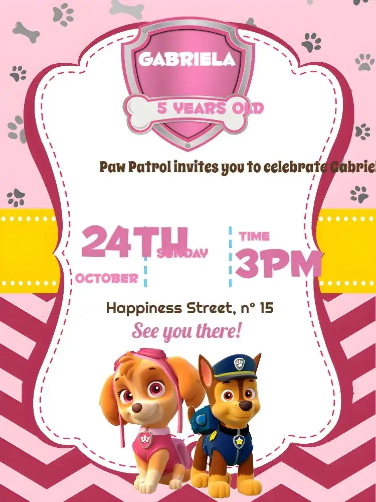 White Paw Patrol invitation
