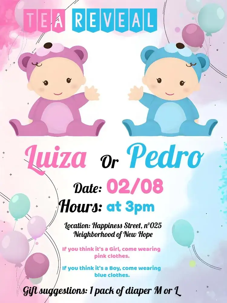 Baby Bear and Baby Girl Gender Reveal Tea Party