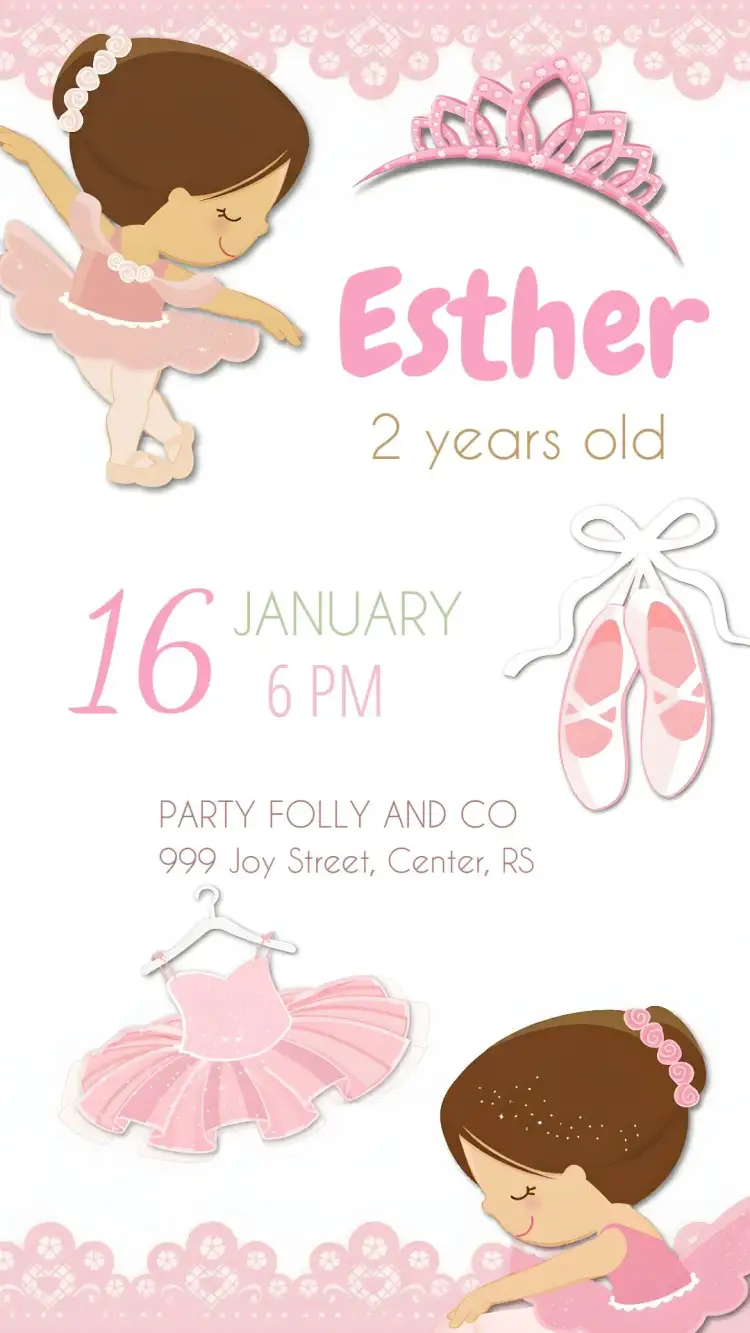 Invitation Ballet Slipper Ballerina – Most searched for theme pink, delicate, childlike, ballerina, themed party