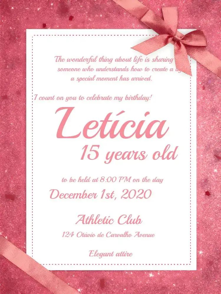 Invitation Delicate Pink Glitter 15th Birthday – Sweet 15 theme pink, glitter, delicate, elegant, feminine