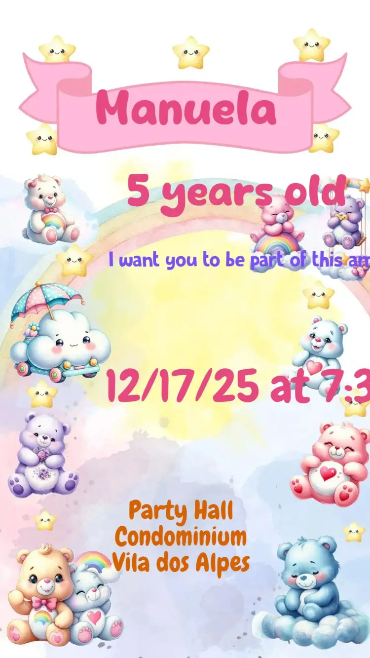Care Bears invitation