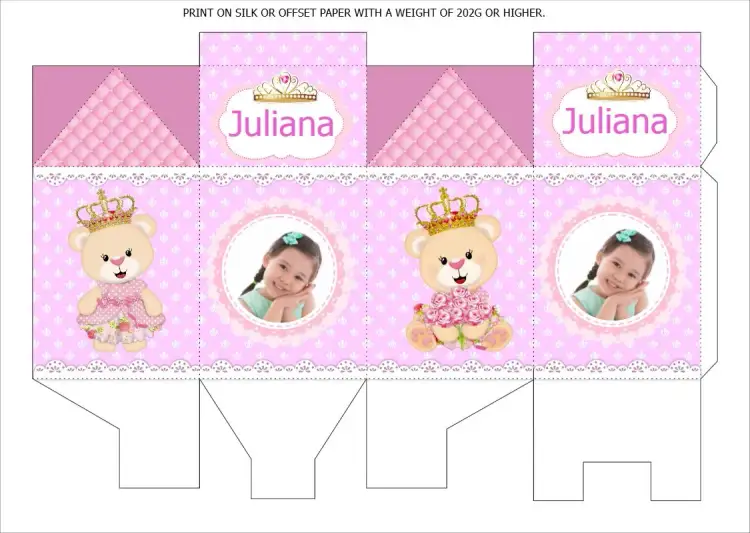 Invitation Milk Box To Print Little Princess Bear With Polka Dot Photo – Most searched for theme pink, polka dots, princess, children's, sparkle, fun