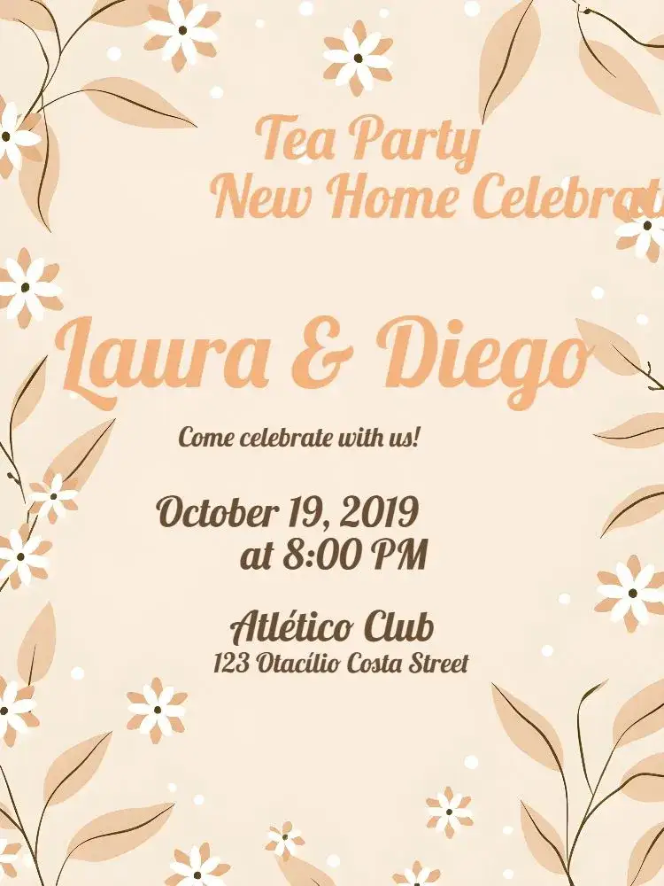 Invitation Housewarming Bridal Shower – Bridal Shower theme floral, delicate, modern, salmon, beige, white