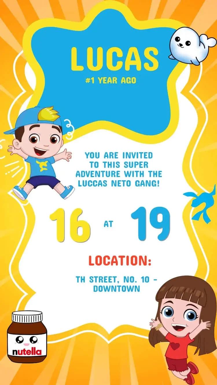 Invitation Lucas Neto's Children's Birthday Invitation – Kids' Birthday Party theme colorful, fun, modern, childish, cheerful, illustrative
