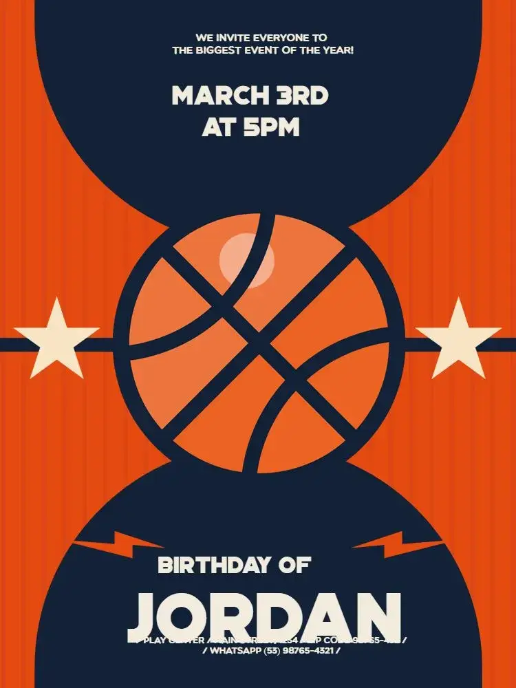 Blue Basketball Party invitation