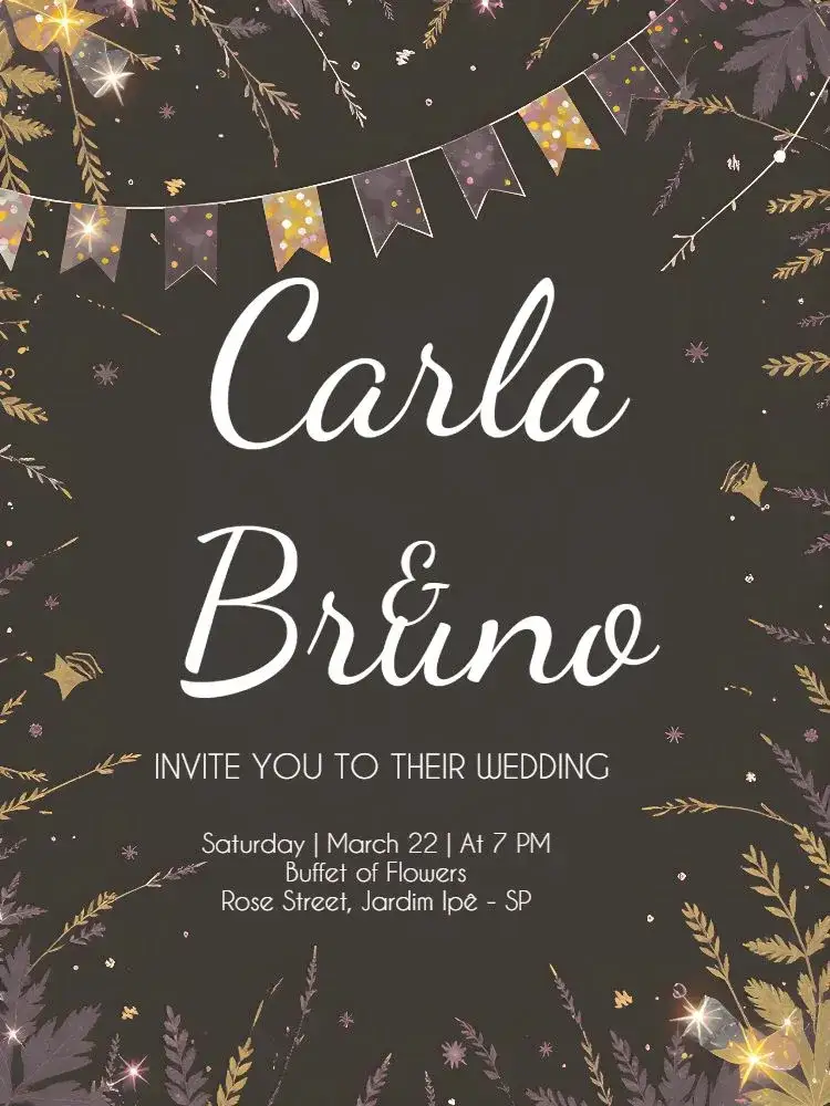 Invitation Yellow Pennants Wedding – Wedding theme modern, festive, bunting, black and yellow, cheerful, colorful