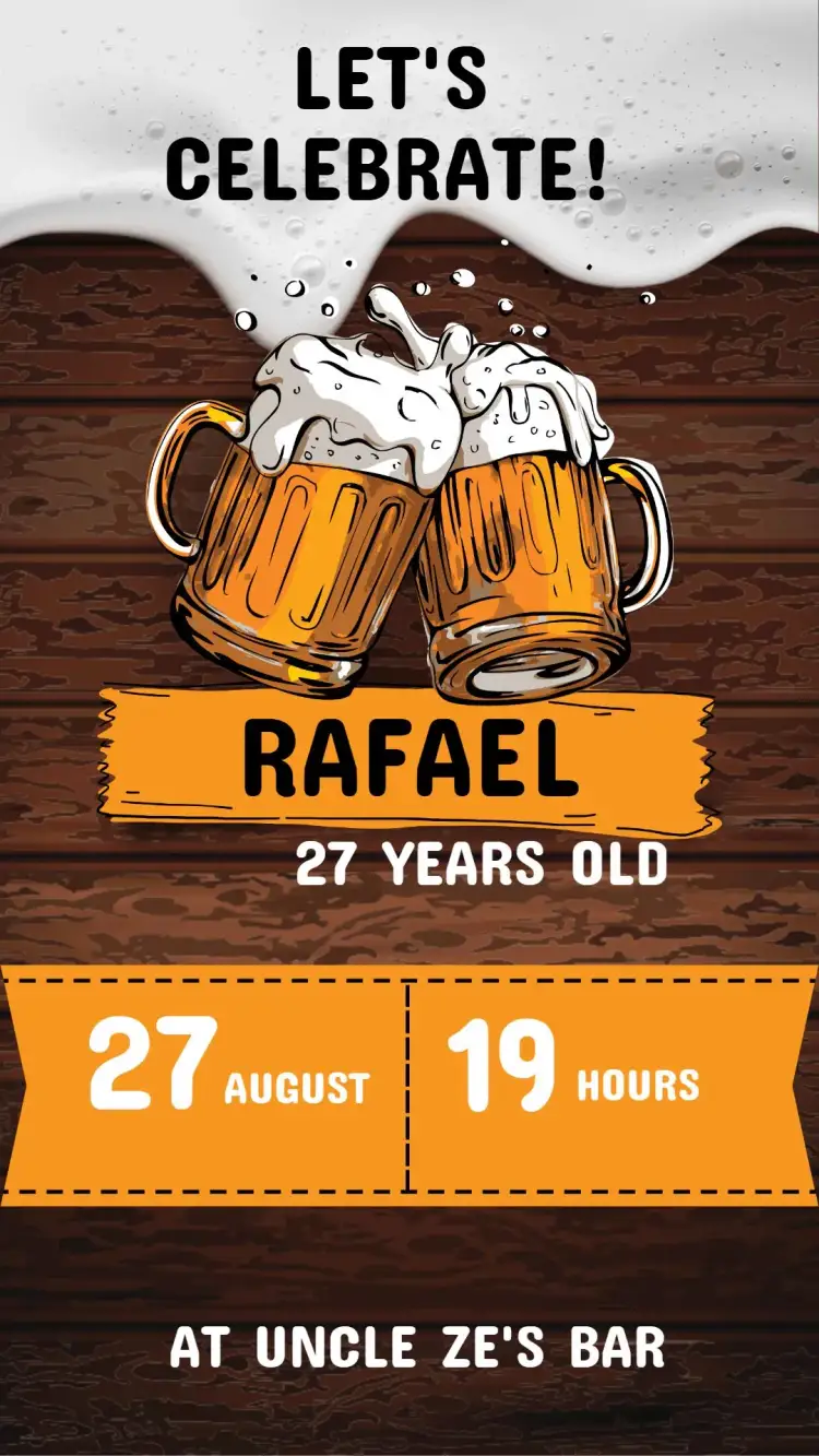 Invitation Beer Birthday Invitation – Birthday theme modern, golden, green, brown, vintage, casual