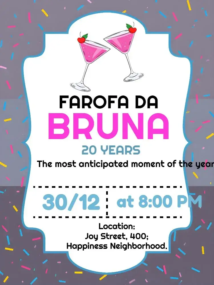 Invitation Farofa Gkay – Bridal Shower theme colorful, tropical, abstract, modern, summer, festive