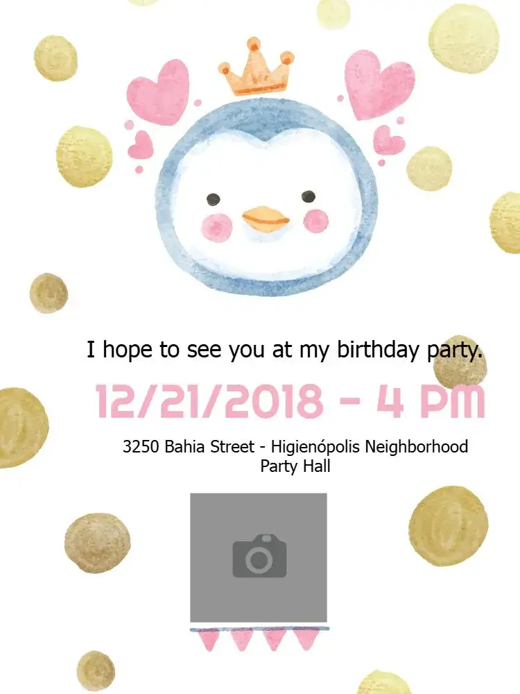 Invitation Digital – Kids' Birthday Party theme golden, pink, cute, childish, nautical, fun