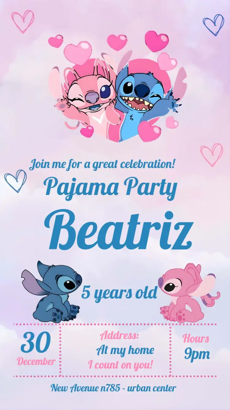 Stitch And Angel Stiti invitation