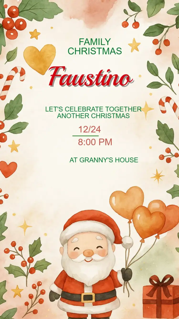 Invitation Christmas Party Invitation – Commemorative Dates theme golden, red, green, rustic, modern, traditional