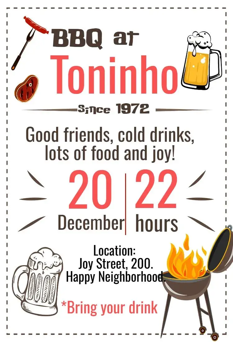 Invite BBQ Pub Birthday editable and customizable