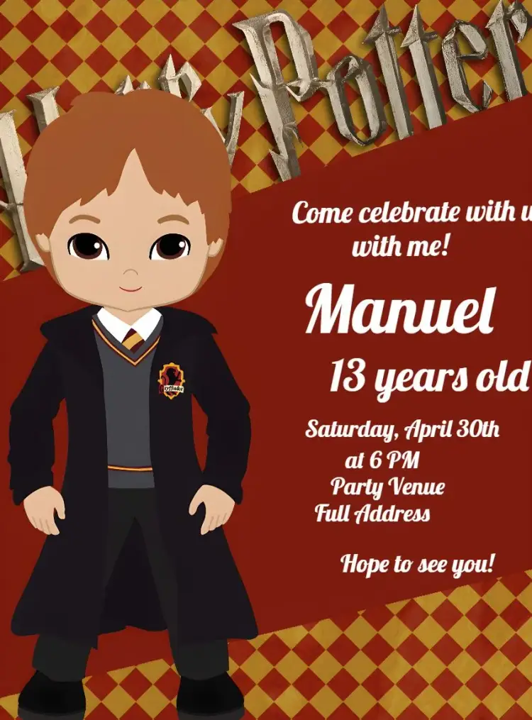 Rony Weasley Wesley invitation