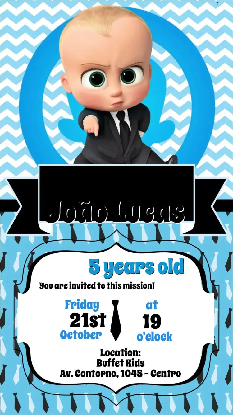 Invitation The Boss Baby – Kids' Birthday Party theme colorful, fun, childish, modern, themed