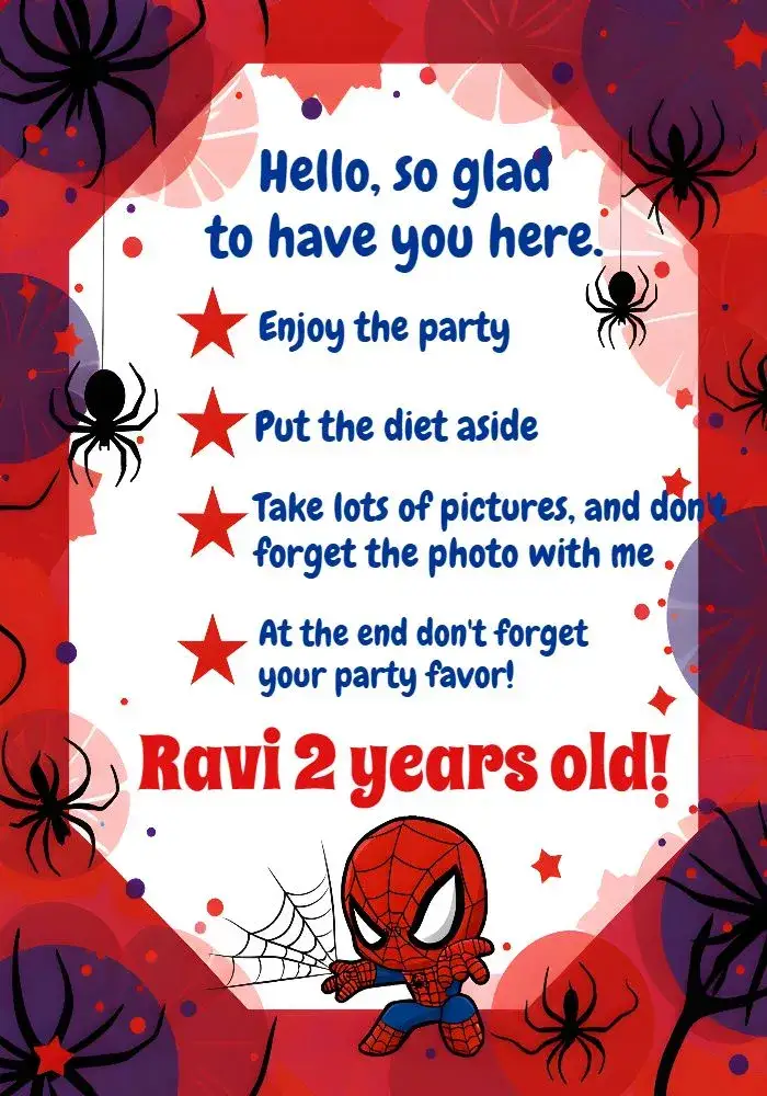 Invitation Thank You for Attending Spider-Man – Commemorative Dates theme superhero theme, vibrant colors, fun style, modern graphic elements, colorful design