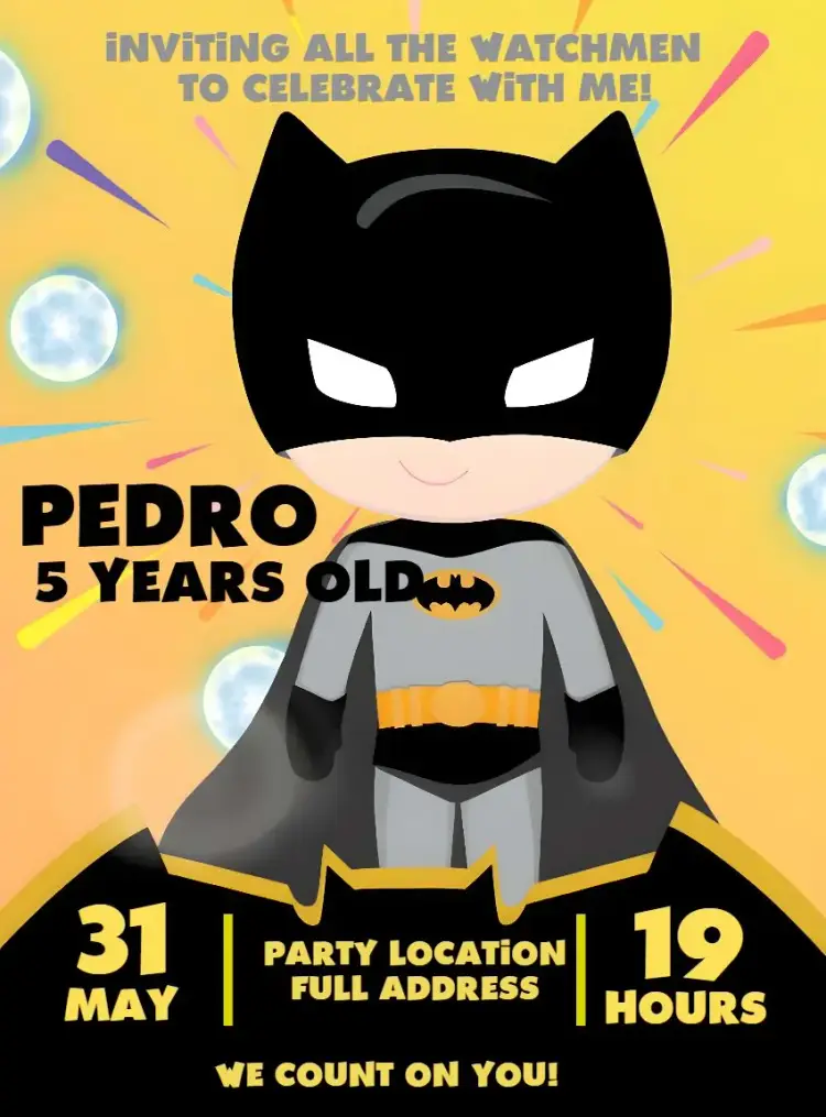 Batman Toy Hero invitation
