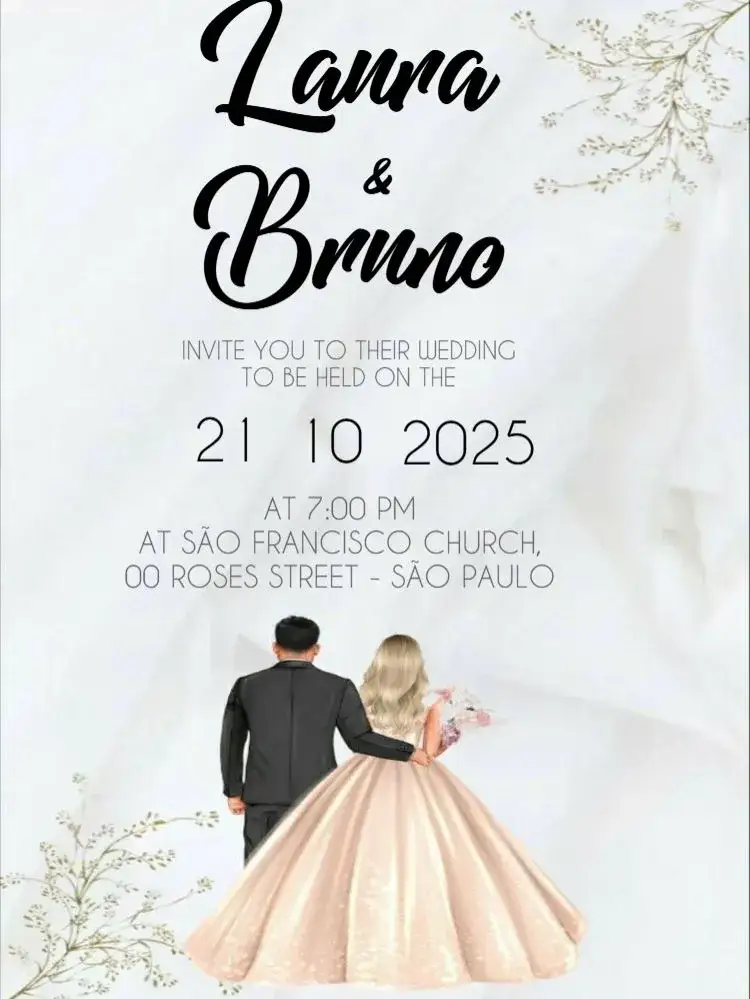 Invitation Wedding With Gift List Whatsapp – Wedding theme elegant, modern, minimalist, flowers, black and white, delicate