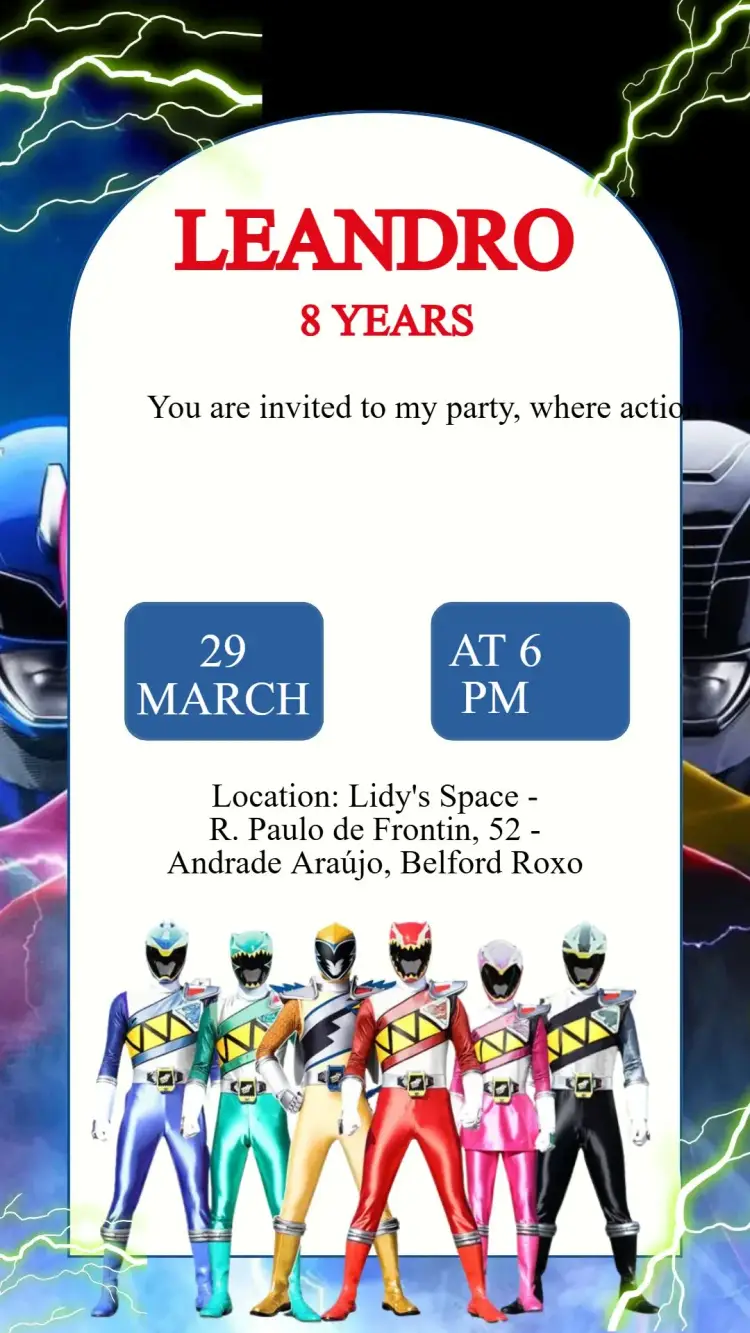 Power Rangers Birthday Invitation