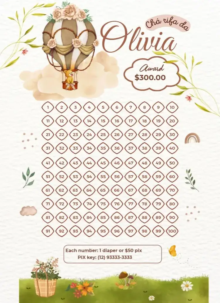 Invitation Bear in the Balloon – Raffle Tea theme pastel, playful, childlike, delicate, whimsical