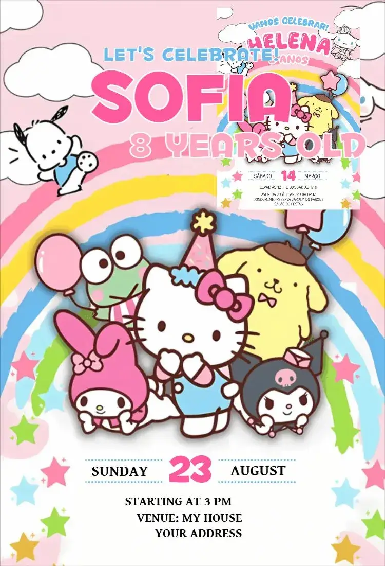 Invite Hello Kitty 3 editable and customizable