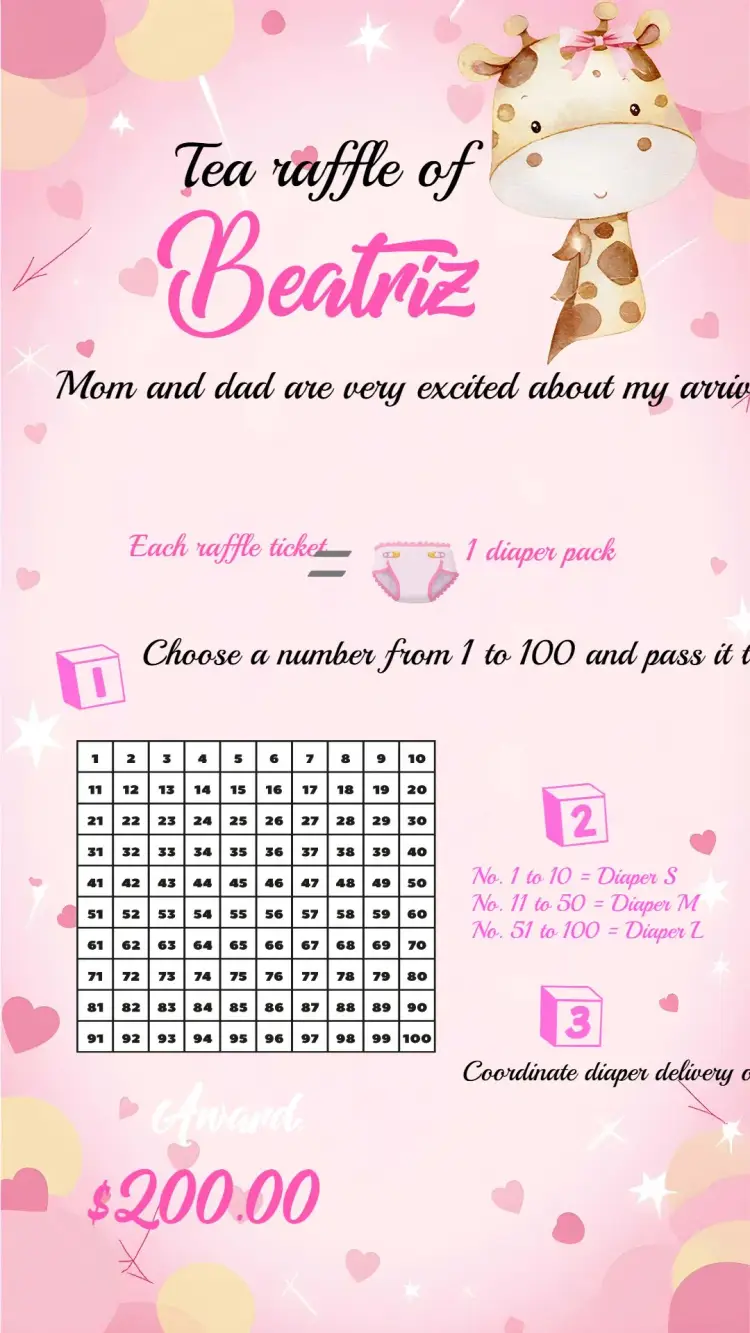 Baby Giraffe Raffle Tea invitation
