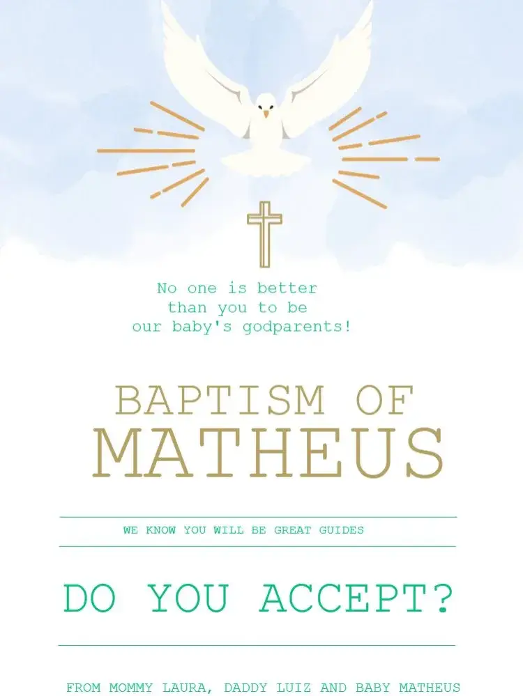 For Baptism Godparents Clear Dove invitation