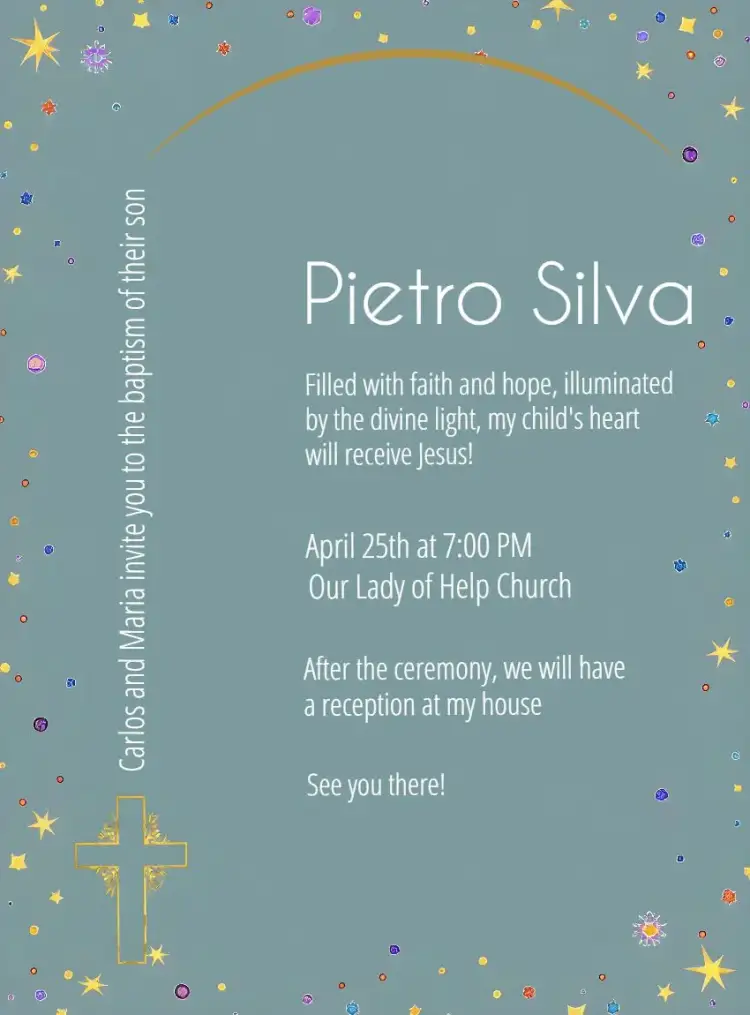 Invitation Elegant Blue and Gold Green Baptism – Baptism theme elegant, blue, golden, green, modern