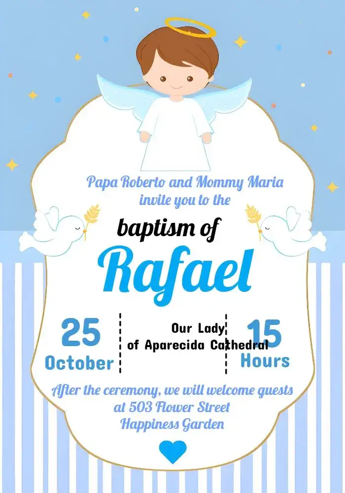 Invitation Blue Angel Boy Baptism Communion – First Communion theme light blue, angels, minimalist, elegant, childlike