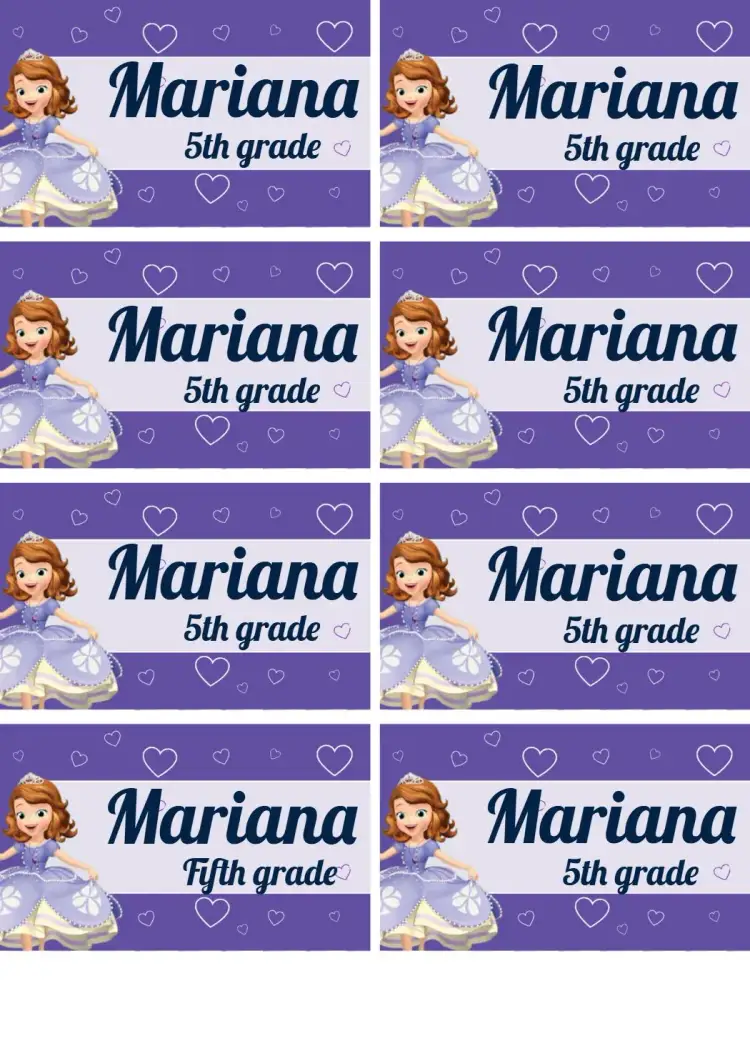 Invitation School Label Princess Sofia Princesses – Most searched for theme purple, lilac, princesses, magical, children's, colorful
