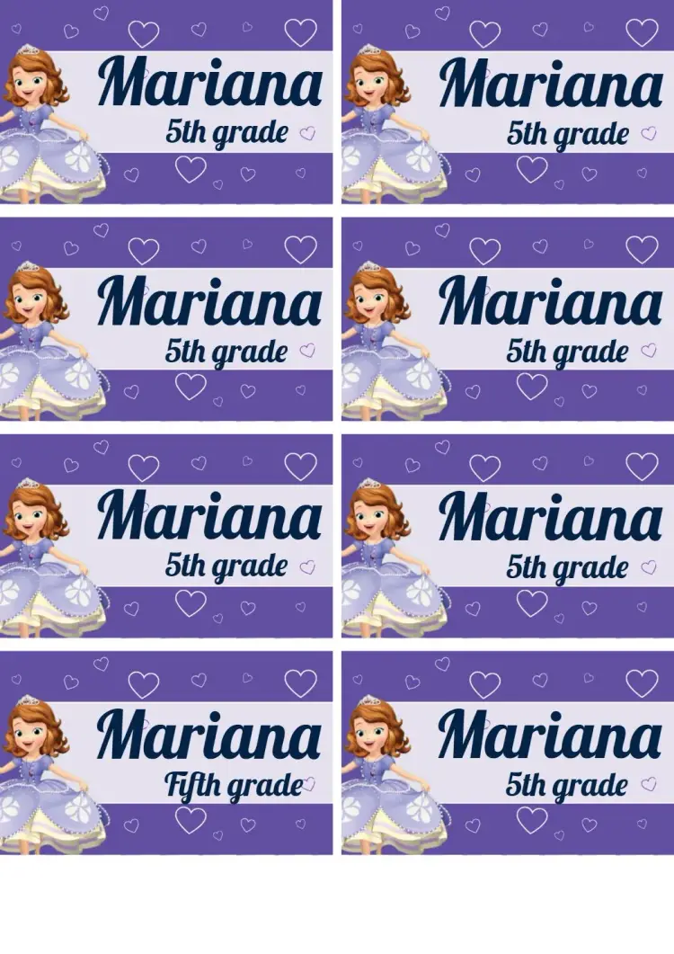School Label Princess Sofia Princesses invitation