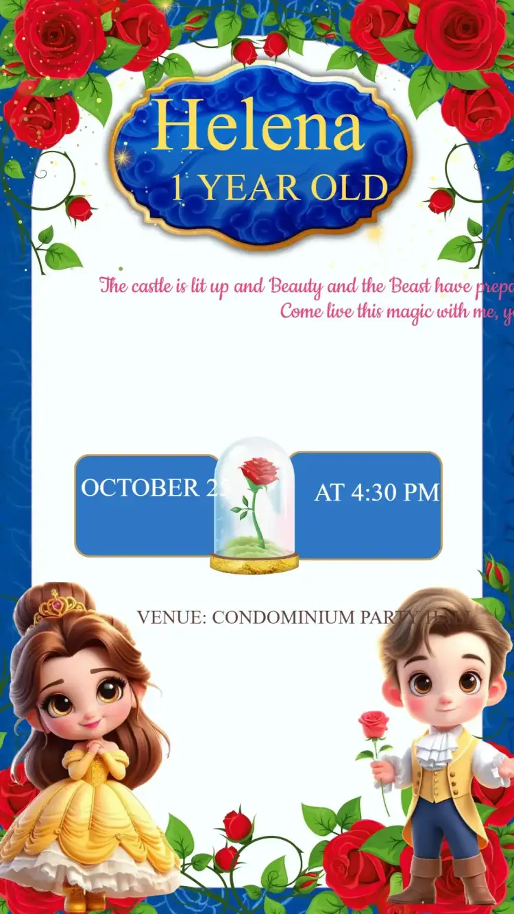Invitation Birthday The Beauty and the Beast Baby