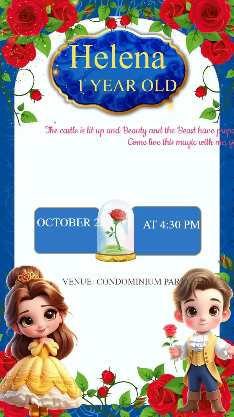 Invitation Birthday The Beauty and the Beast Baby