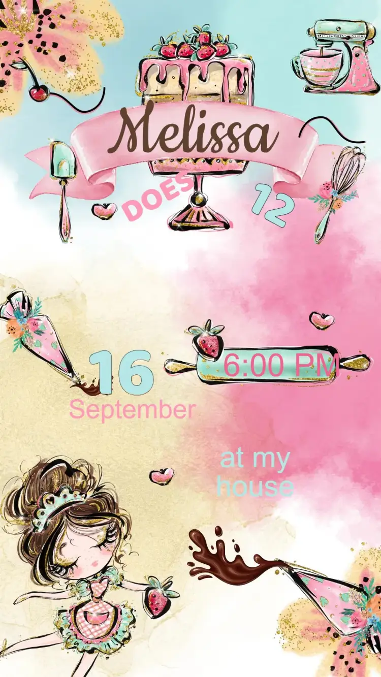 Invitation Birthday Invitation Bakery – Kids' Birthday Party theme colorful, fun, sweet, magical, childlike