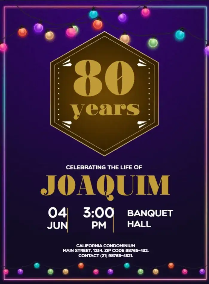Invitation Elegant 80th Birthday – Sweet 15 theme elegant, golden, classic, dark brown, sophisticated, minimalist