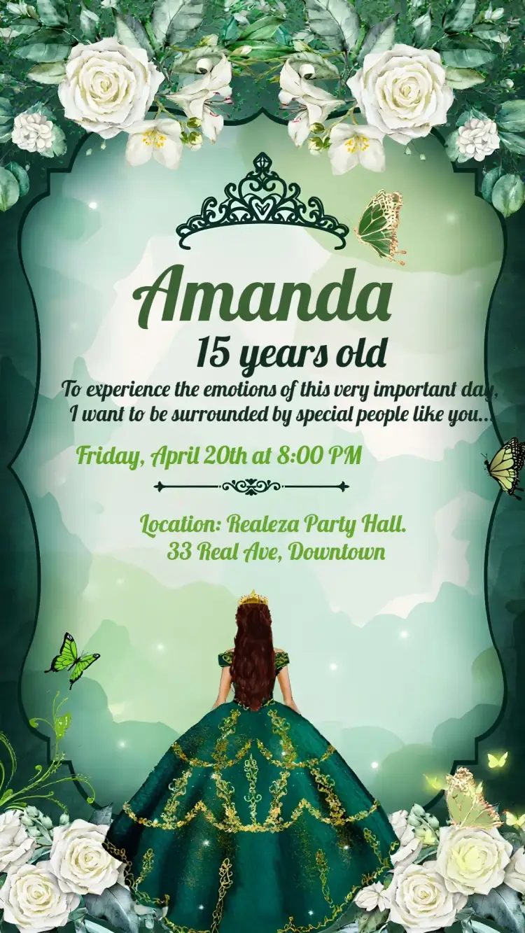 Invite 15th Birthday Princess editable and customizable