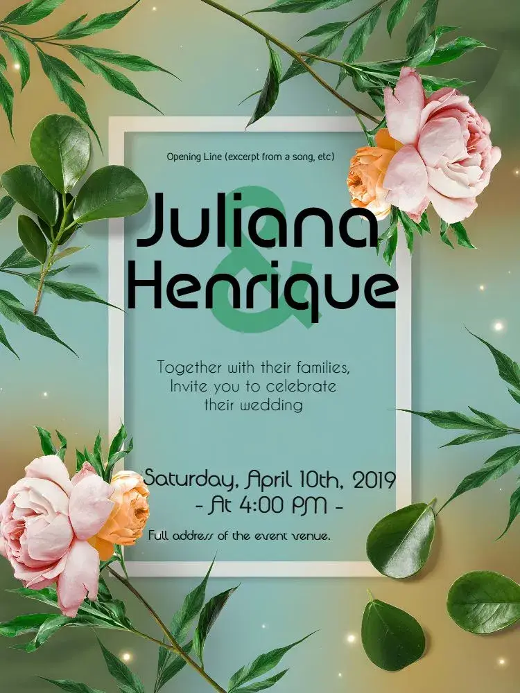 Blue Floral Wedding invitation