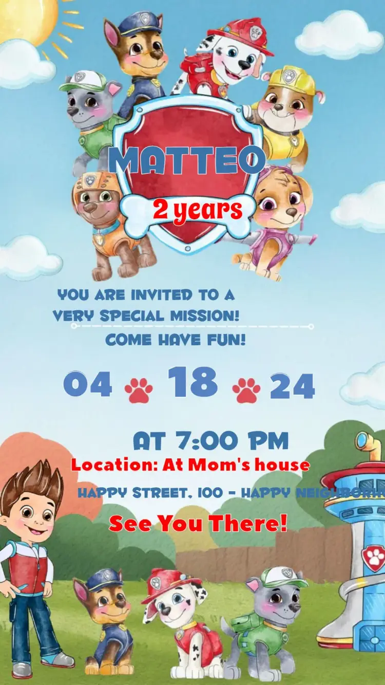 Paw Patrol invitation