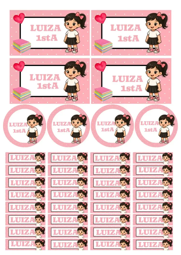 School label girl student mascot invitation