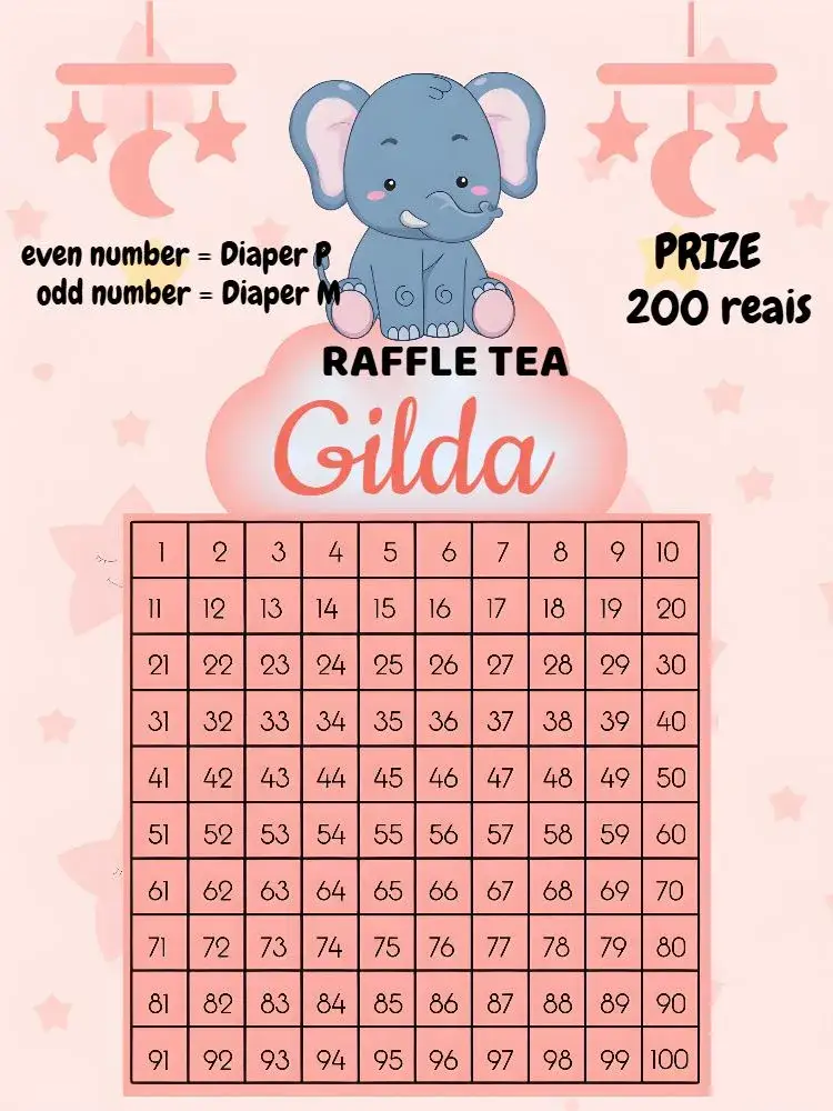 Invitation Pink Elephant Raffle Tea – Raffle Tea theme cute, colorful, playful, childish, modern, fun