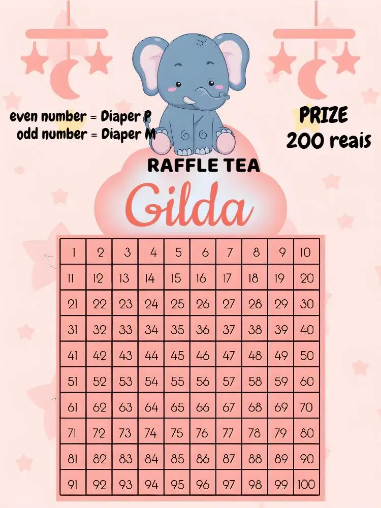 Pink Elephant Raffle Tea invitation