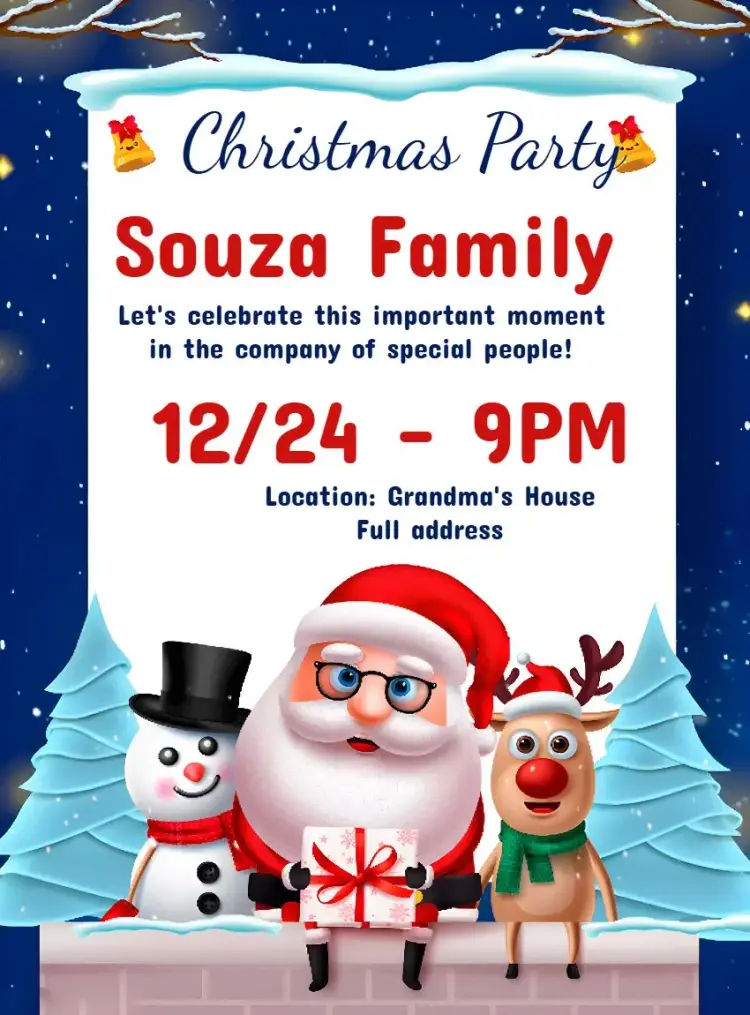 Family Christmas Party with Reindeer invitation