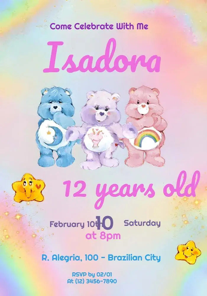 Care Bears invitation