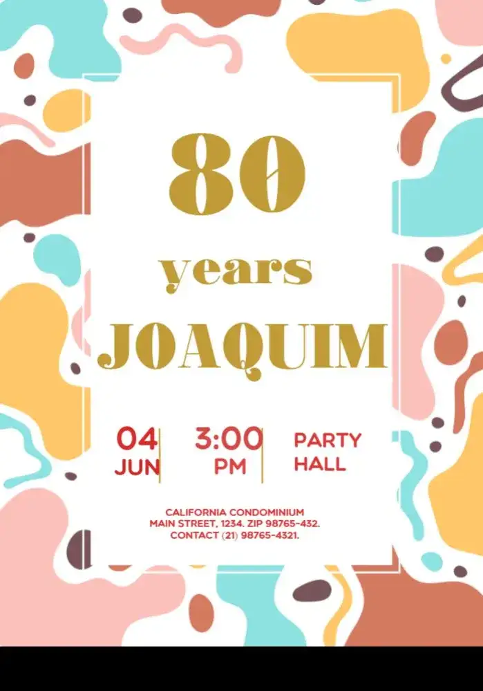 Invitation 80 Years Golden – Sweet 15 theme golden, classic, elegant, dark brown, minimalist, vintage