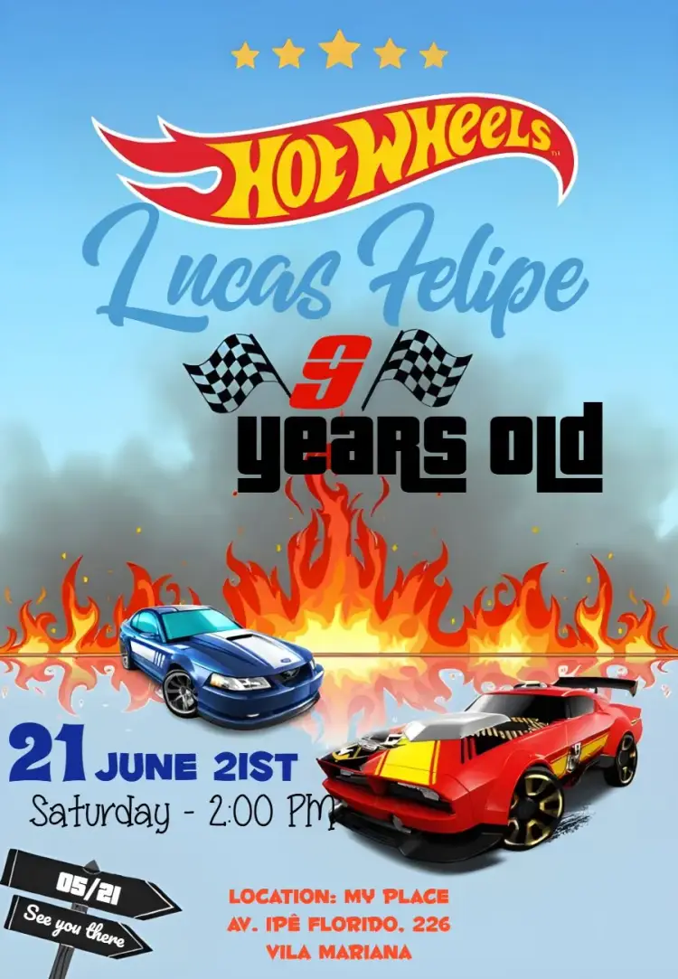 Invite Hot Wheels Kids editable and customizable