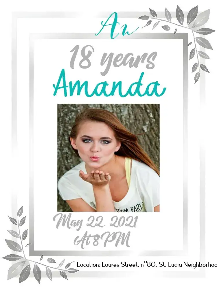 Invitation 15th Birthday Tiffany Blue With Photo Frame – Sweet 15 theme tiffany blue, floral, modern, elegant, sophisticated, romantic