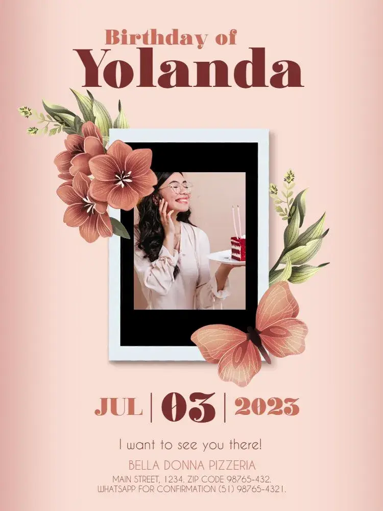 Female Pink With Photo Child Adult invitation