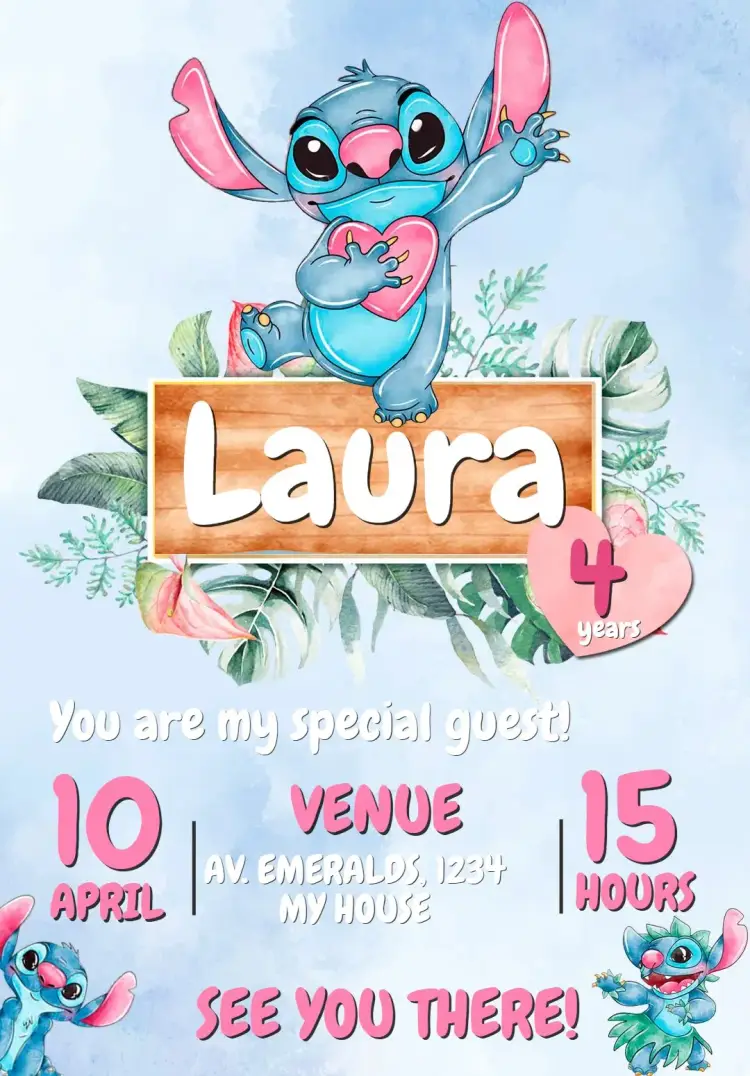 Stitch Birthday Invitation
