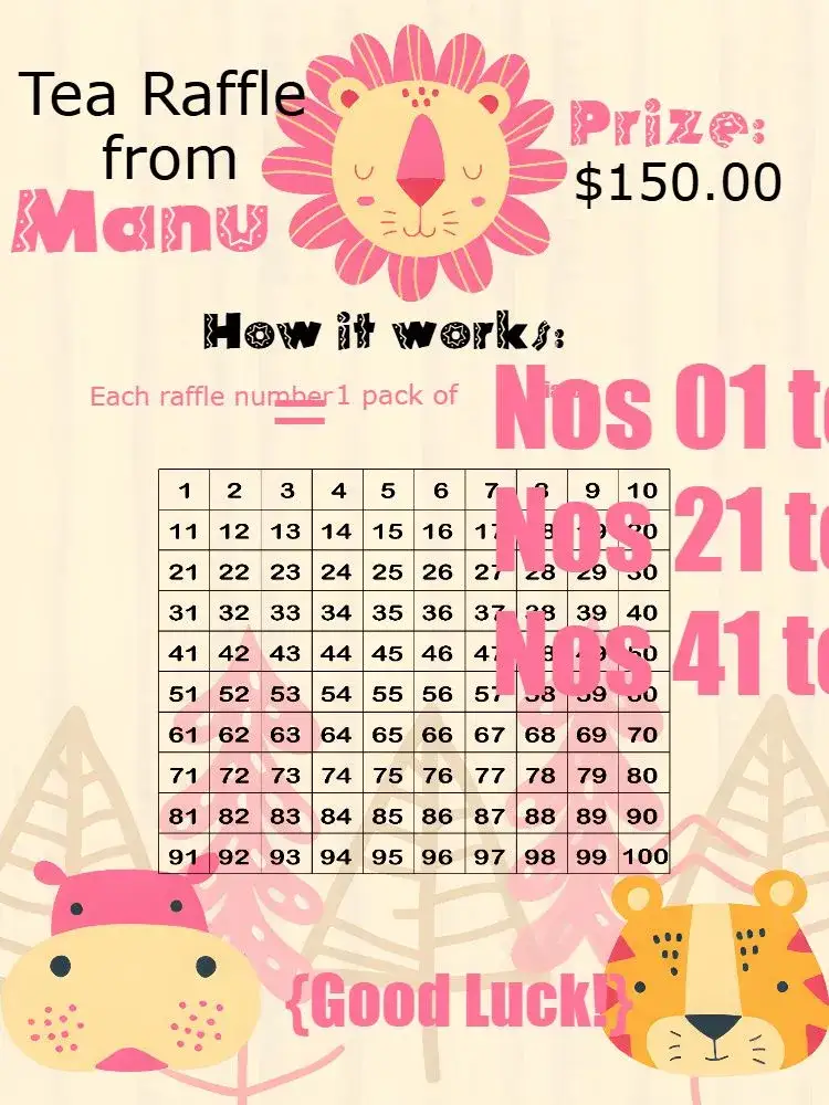 Invitation Pink Beige Safari Raffle Tea – Kids' Birthday Party theme safari, pink, beige, jungle animals, playful, fun